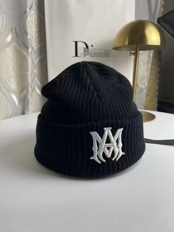 Amiri Script Logo Black Knit Beanie - 14