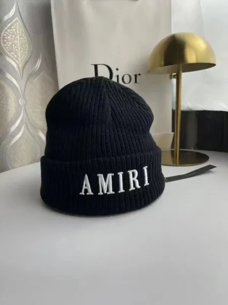 Amiri Logo Embroidered Black Beanie - 1