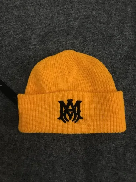 Maison Margiela MM Logo Embroidered Yellow Beanie - 1