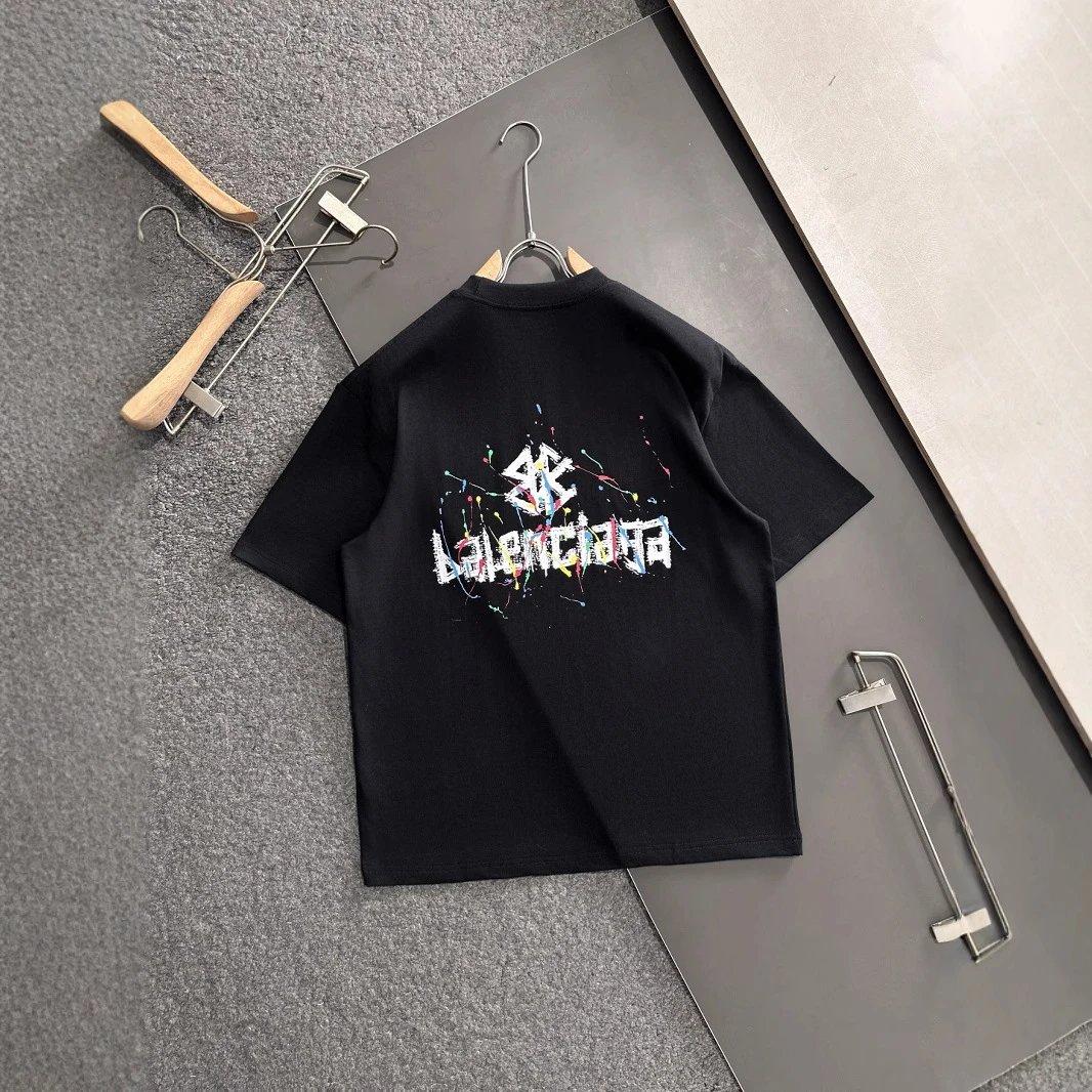 Balenciaga Letter Ink Splash T-Shirt