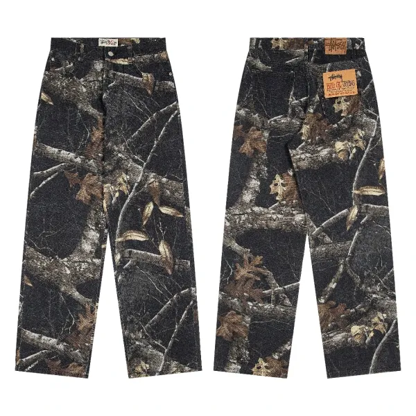 Stüssy x Big Ol' Jeans Camo Print Denim Jeans - 1