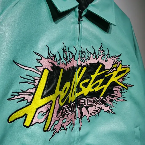 Hellstar Pink Leather Varsity Jacket - 10