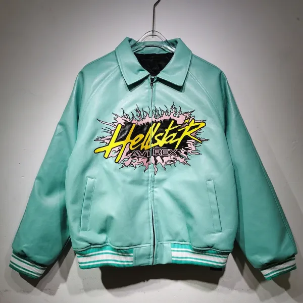 Hellstar Pink Leather Varsity Jacket - 8