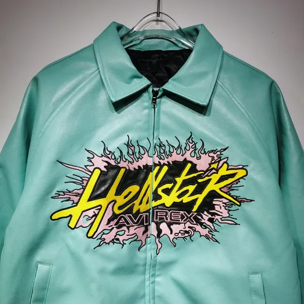 Hellstar Pink Leather Varsity Jacket - 9