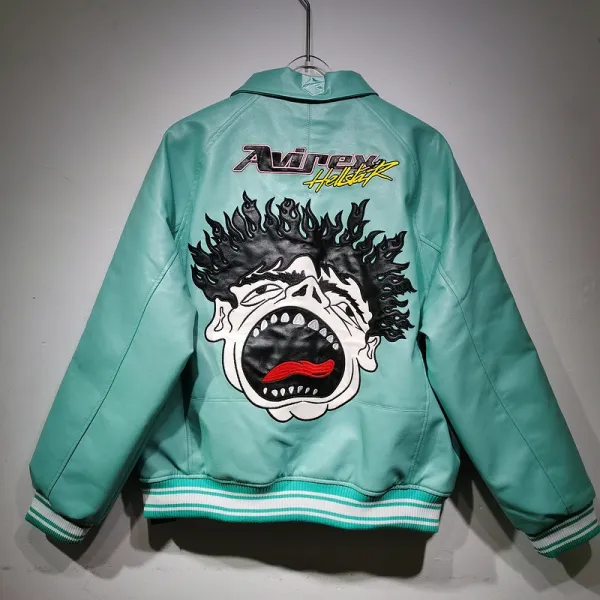 Hellstar Pink Leather Varsity Jacket - 13