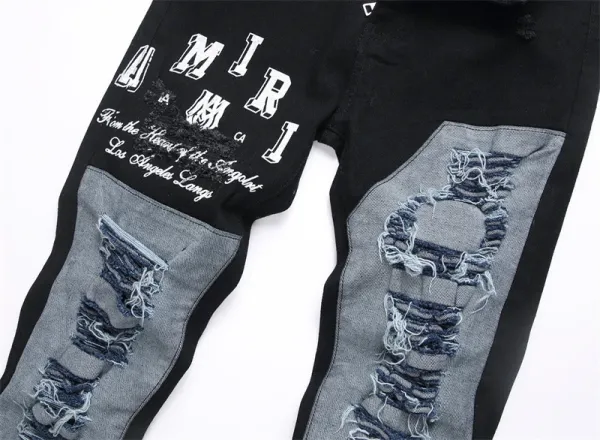 Amiri Distressed Patchwork Black Jeans - 9