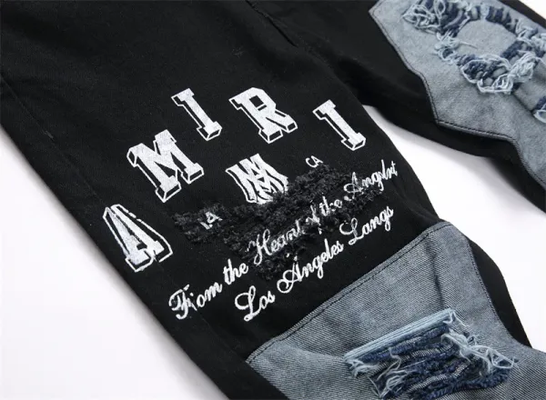 Amiri Distressed Patchwork Black Jeans - 11