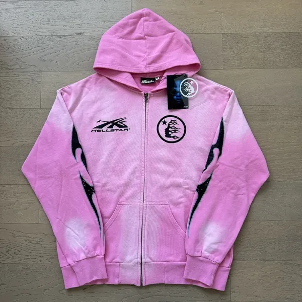 Hellstar Flame Fade Pink Zip-Up Hoodie - 1