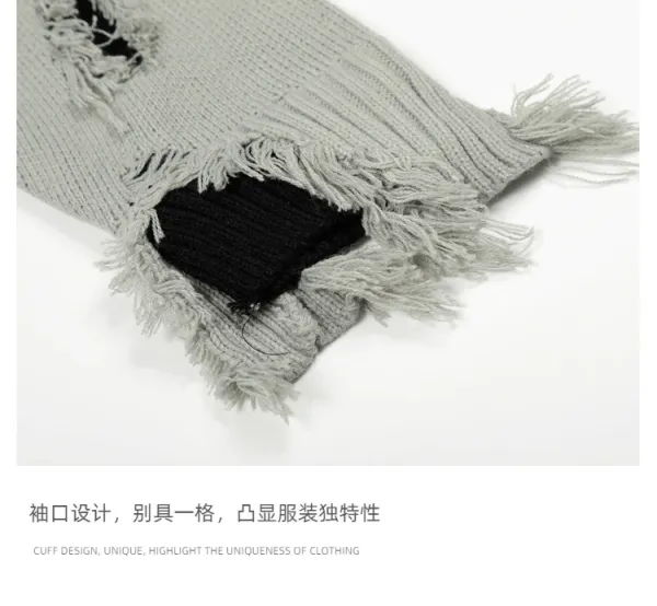 Off-White Distressed Photo-Patch Knit Sweater Black - 14