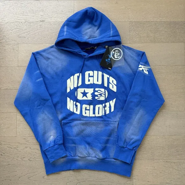 No Guts No Glory x Unknown Brand Distressed Blue Hoodie - 1