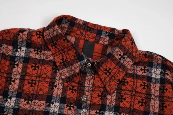 Chrome Hearts Cross Embroidered Plaid Shirt Red - 39