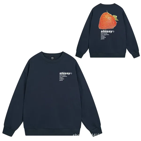 Stüssy Strawberry Print Crewneck Black Hoodie - 19