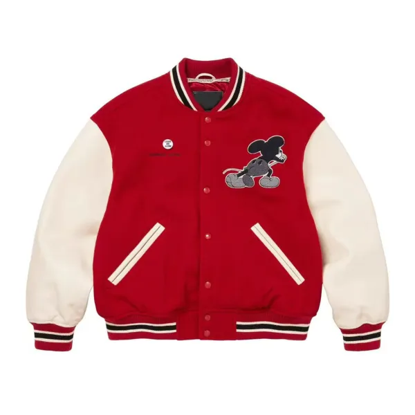 Supreme x Disney Mickey Mouse Varsity Jacket Red - 1