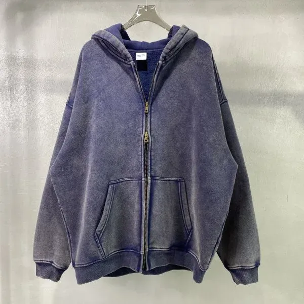 Design Oversized Acid-Wash Green Zip-Up Hoodie - 10