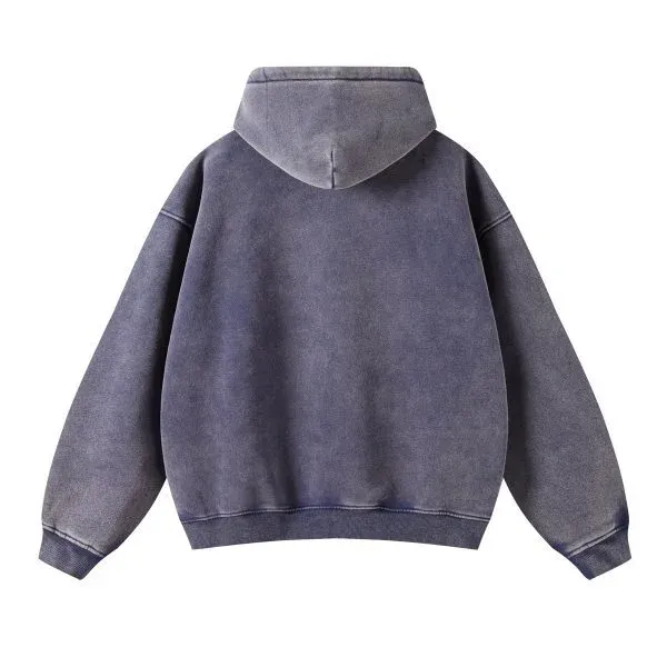 Design Oversized Acid-Wash Green Zip-Up Hoodie - 22