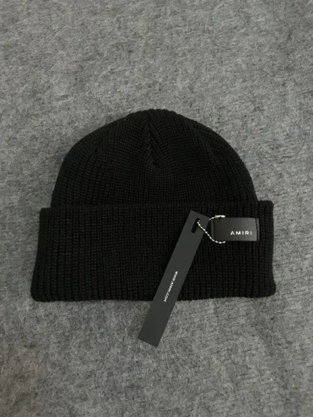 Amiri Script Logo Black Knit Beanie - 4