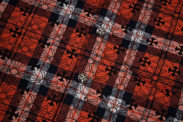 Chrome Hearts Cross Embroidered Plaid Shirt Red - 40