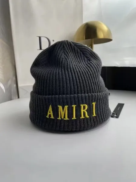 Amiri Embroidered Logo Beanie Gray - 1