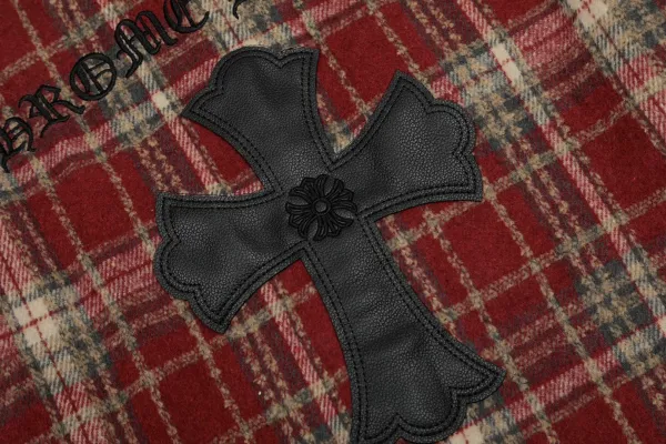 Chrome Hearts Cross Embroidered Plaid Shirt Red - 24