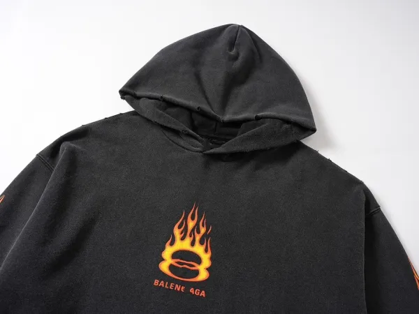 Balenciaga Flame Logo Hoodie Black - 6