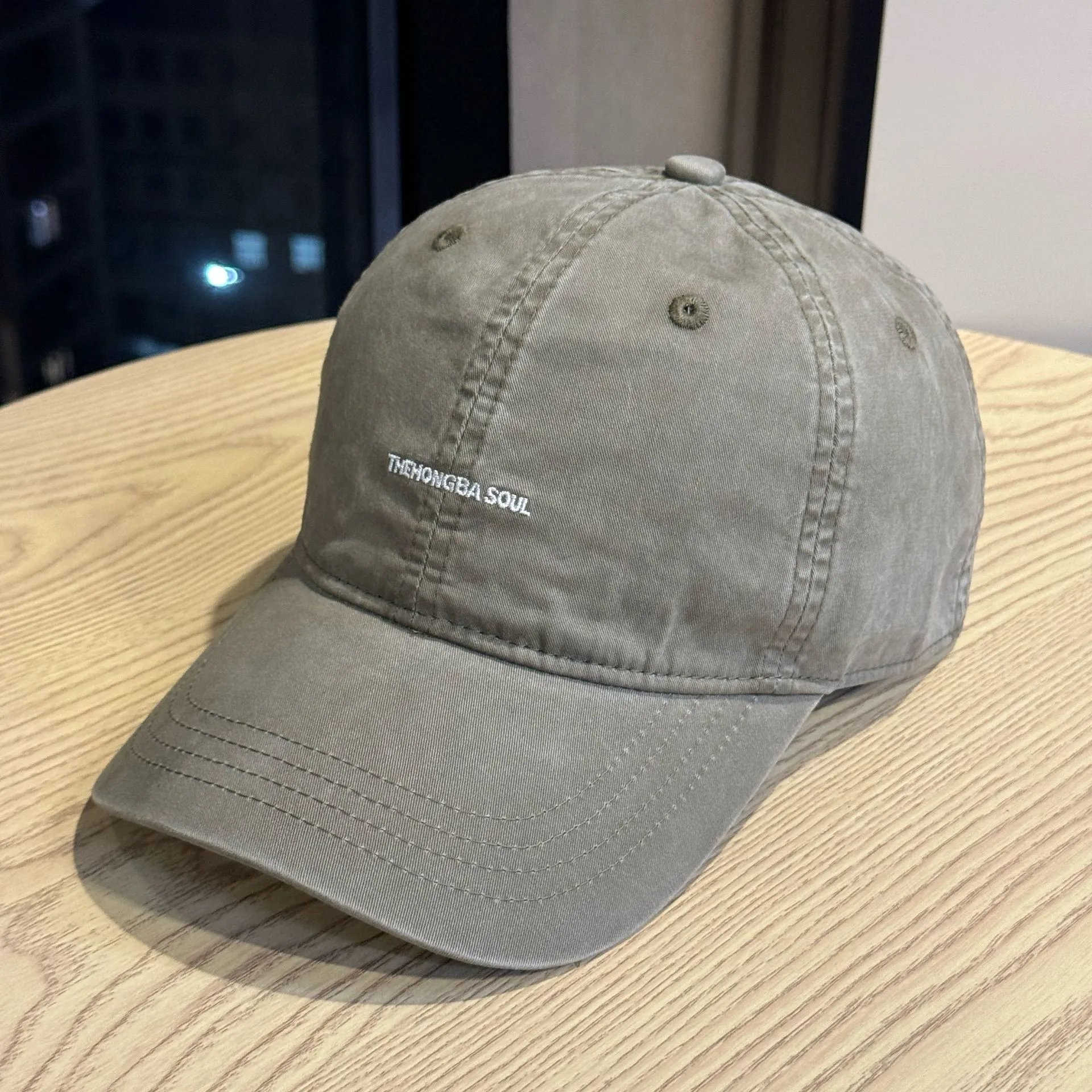 The Hongba Soul Embroidered Washed Black Baseball Cap - 12