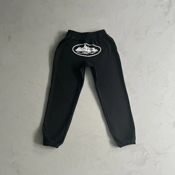 Design Oval Logo Graphic Sweatpants Black - 1