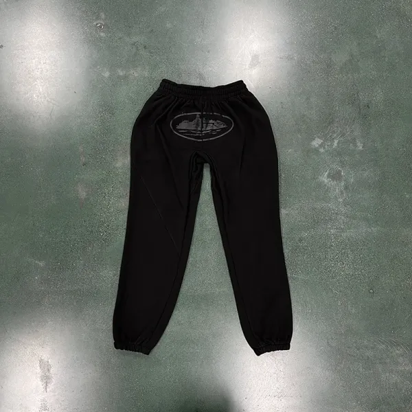 Design Oval Logo Black Sweatpants - 1