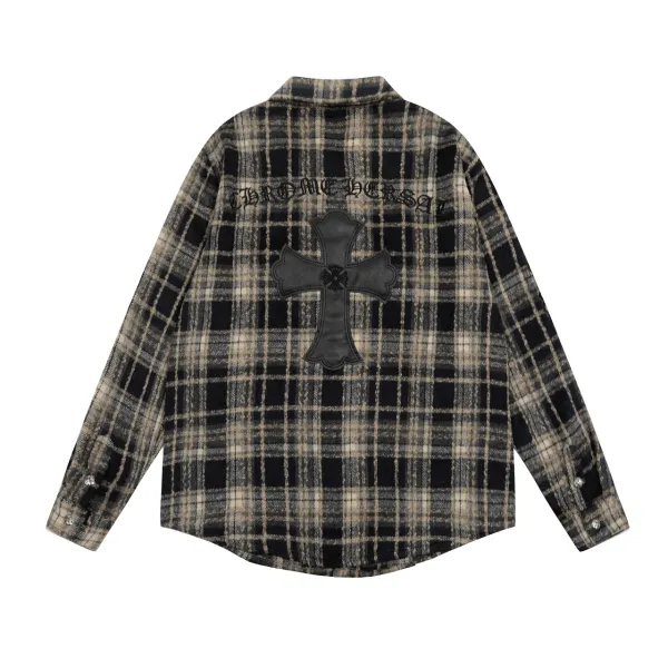 Chrome Hearts Cross Embroidered Plaid Shirt Red - 8
