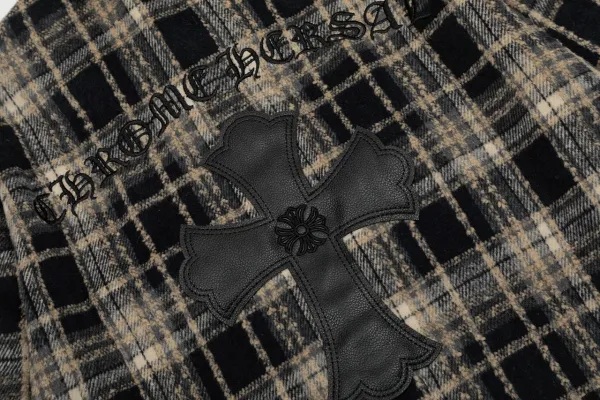 Chrome Hearts Cross Embroidered Plaid Shirt Red - 16