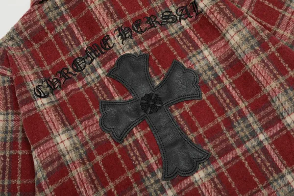 Chrome Hearts Cross Embroidered Plaid Shirt Red - 23
