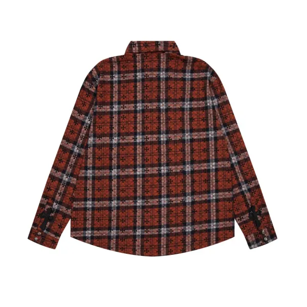 Chrome Hearts Cross Embroidered Plaid Shirt Red - 37