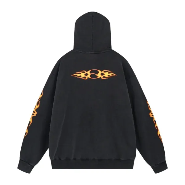 Balenciaga Flame Logo Hoodie Black - 5