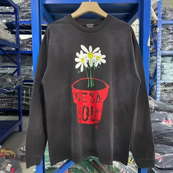 Demna Gvasalia x Balenciaga Daisy Pot Long-Sleeve Tee Black - 1