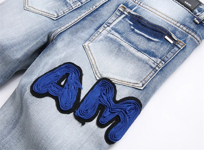 Amiri Distressed Logo Print White Jeans - 12