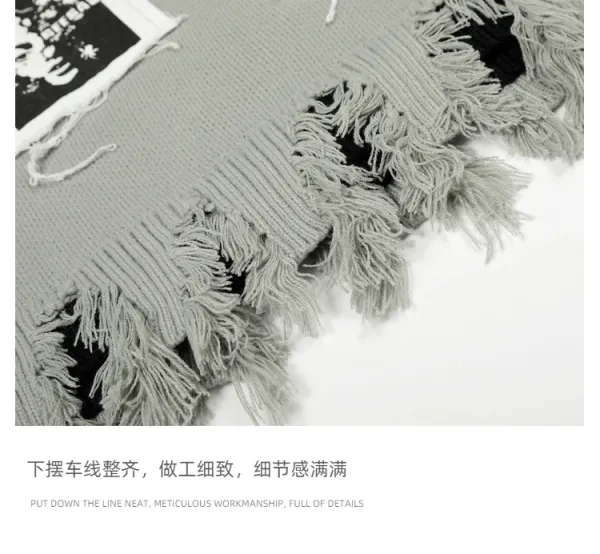 Off-White Distressed Photo-Patch Knit Sweater Black - 15