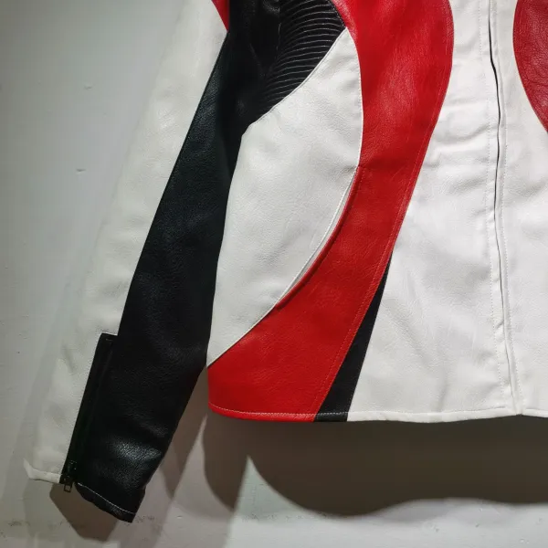Kusikohc Flame Motif Leather Jacket Red Black White - 24