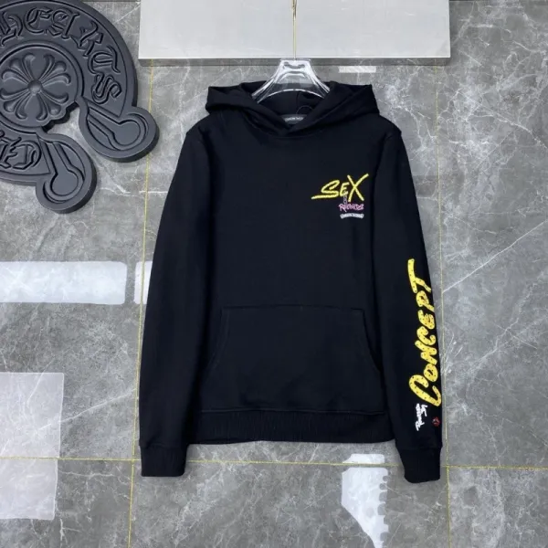 Sex Concept Black Hoodie with Yellow Graphic Print - 1