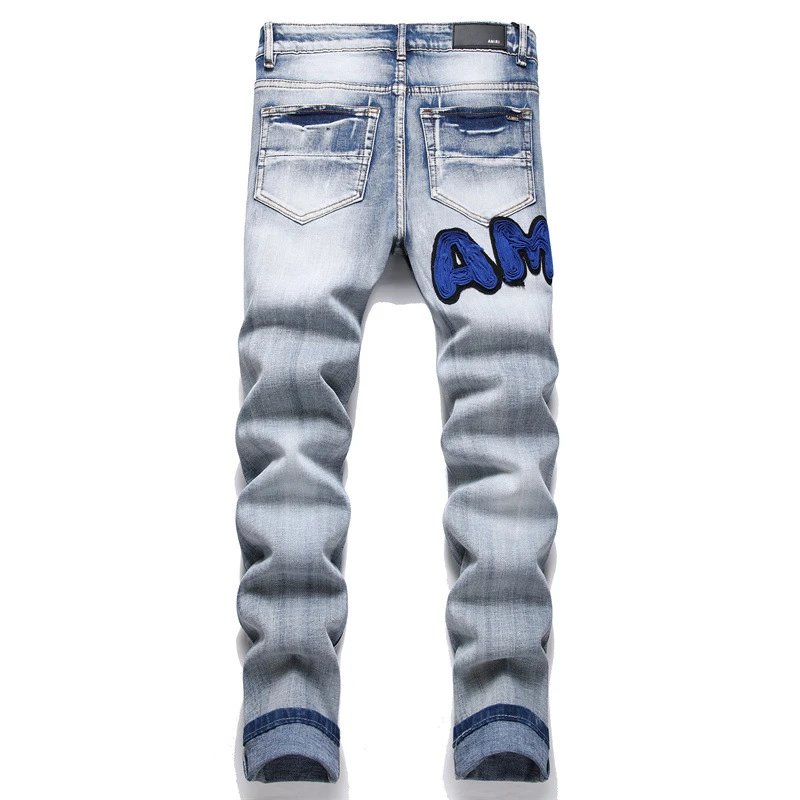 Amiri Distressed Logo Print White Jeans - 7