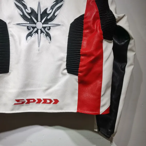 Kusikohc Flame Motif Leather Jacket Red Black White - 21