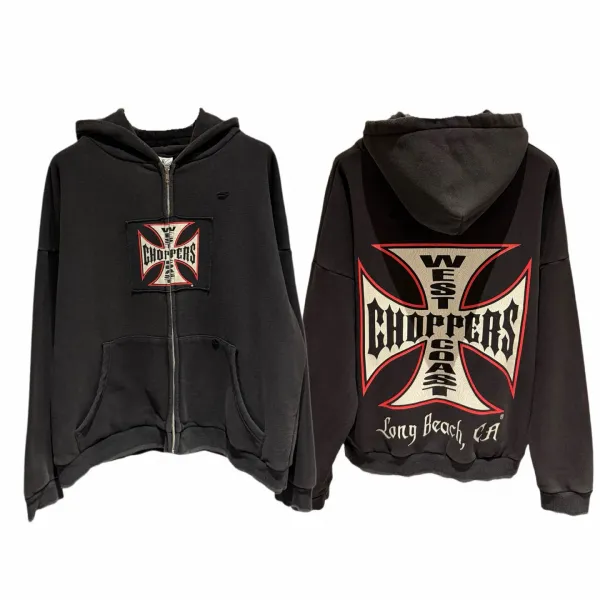 West Coast Choppers Iron Cross Black Zip-Up Hoodie - 1