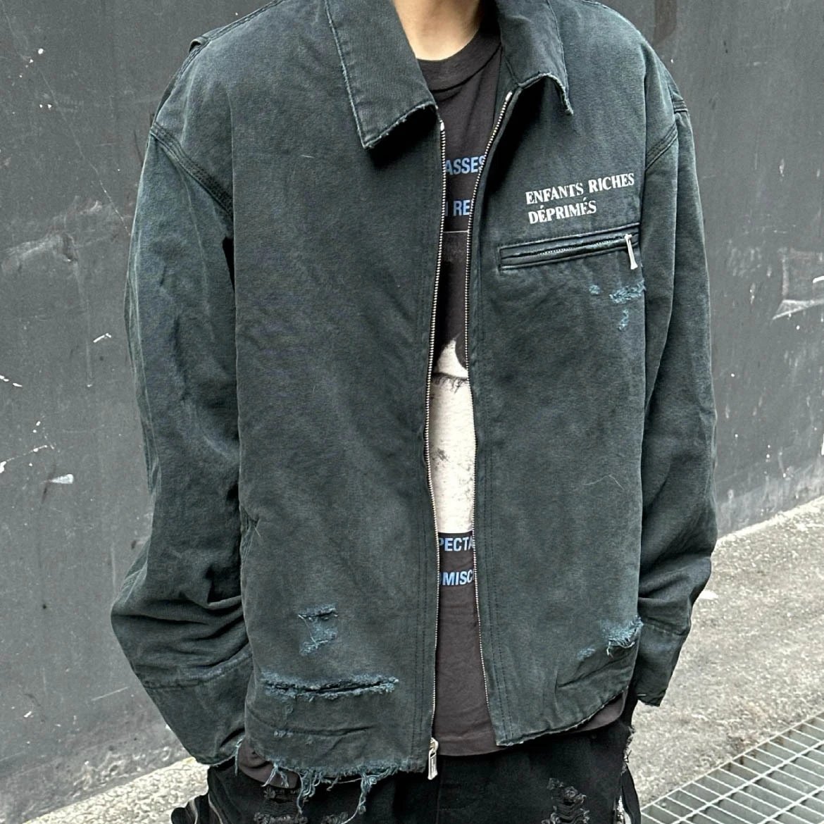 Enfants Riches Déprimés Distressed Black Workwear Jacket - 12