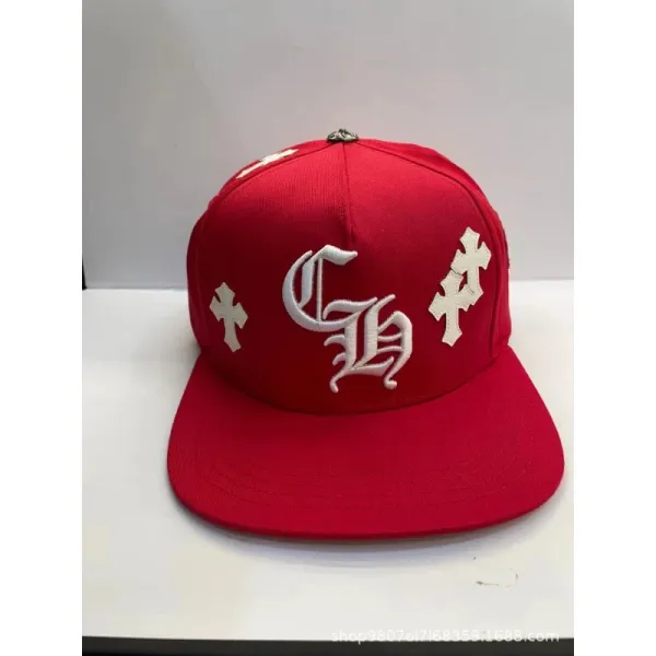 Chrome Hearts CH Cross Red Baseball Cap - 1