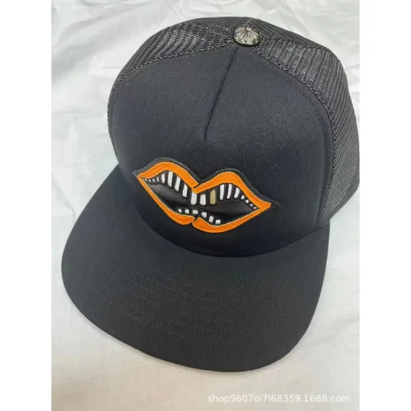 Chrome Hearts Lips Embroidered Trucker Cap Black - 1