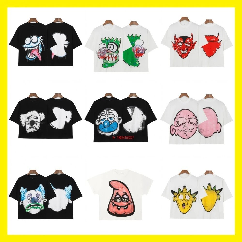 Cartoon Graffiti Drop Shoulder Short Sleeve T-Shirt