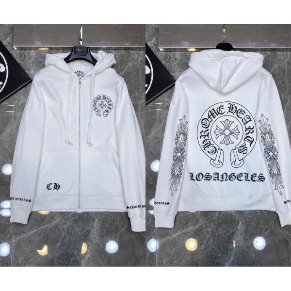 Chrome Hearts Los Angeles Zip-Up Hoodie White - 1