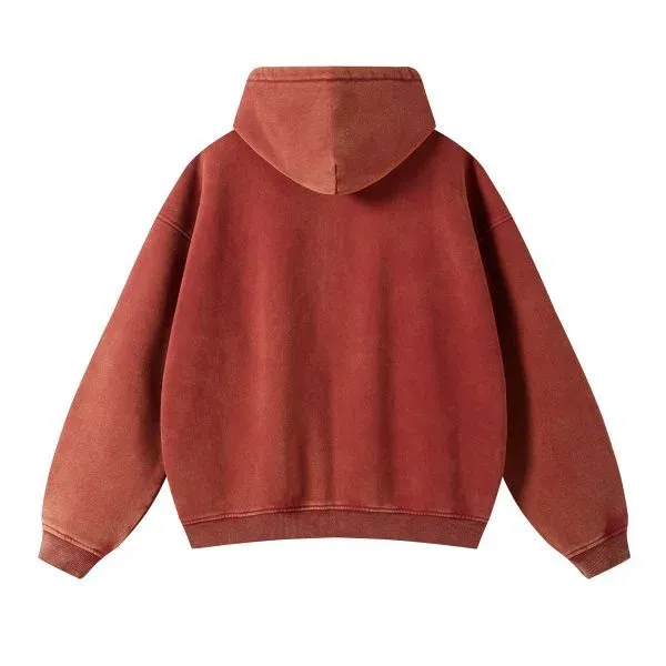 Design Oversized Acid-Wash Green Zip-Up Hoodie - 25