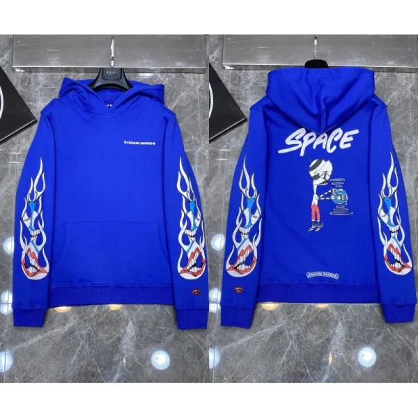 Chrome Hearts Space Flame Hoodie Blue - 1