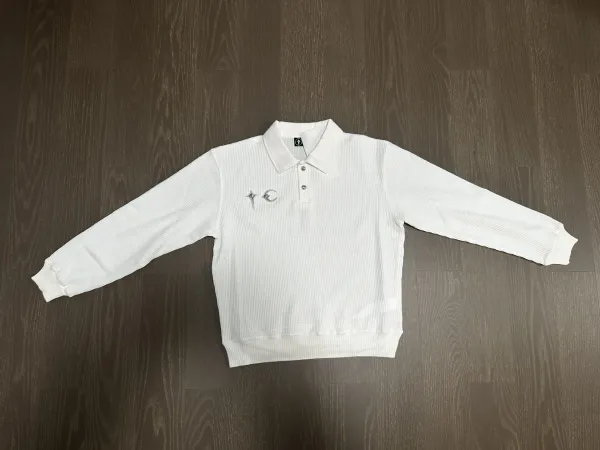 Yohji Yamamoto x CDG Play Black Waffle-Knit Polo Shirt - 3