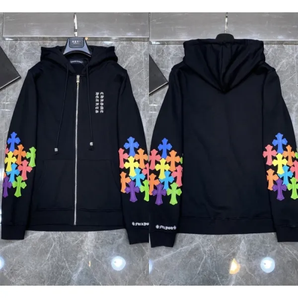 Chrome Hearts Cross Motif Zip-Up Hoodie Black Multicolor - 1