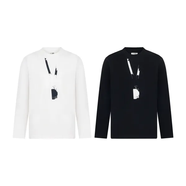Maison Margiela Replica ID Badge Print Long-Sleeve T-Shirt Black - 32